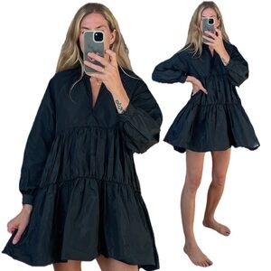 NWT Aritzia Sunday Best Gianna Oversized Tiered Mini Puff Sleeve Babydoll Dress
